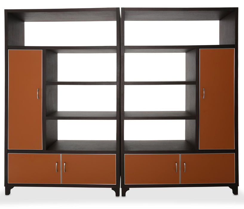 21 Cosmopolitan 2pc Bookcase in Umber/Orange - Bargain Furniture (Detroit, MI)