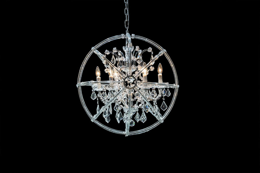 Lighting Pena 6 Light Chandelier in Clear and Chrome - Bargain Furniture (Detroit, MI)