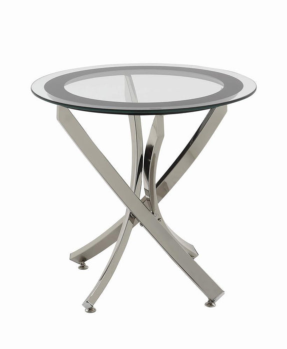 Brooke Glass Top End Table Chrome and Black - Bargain Furniture (Detroit, MI)