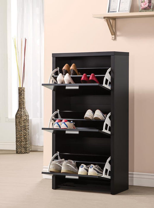 Vivian 3-drawer Shoe Cabinet Black - Bargain Furniture (Detroit, MI)