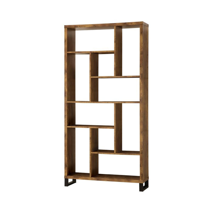 Delwin 10-shelf Bookcase Antique Nutmeg - Bargain Furniture (Detroit, MI)