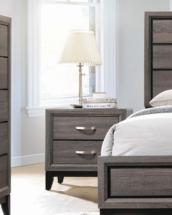 Watson 2-drawer Nightstand Grey Oak and Black - Bargain Furniture (Detroit, MI)