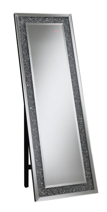 Carisi Rectangular Standing Mirror with LED Lighting Silver - Bargain Furniture (Detroit, MI)