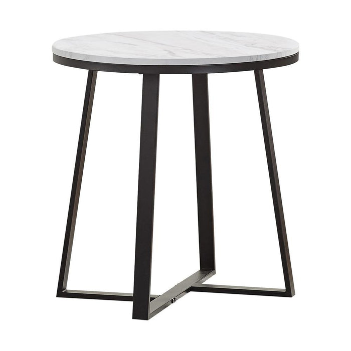 Hugo Metal Base Round End Table White and Matte Black - Bargain Furniture (Detroit, MI)