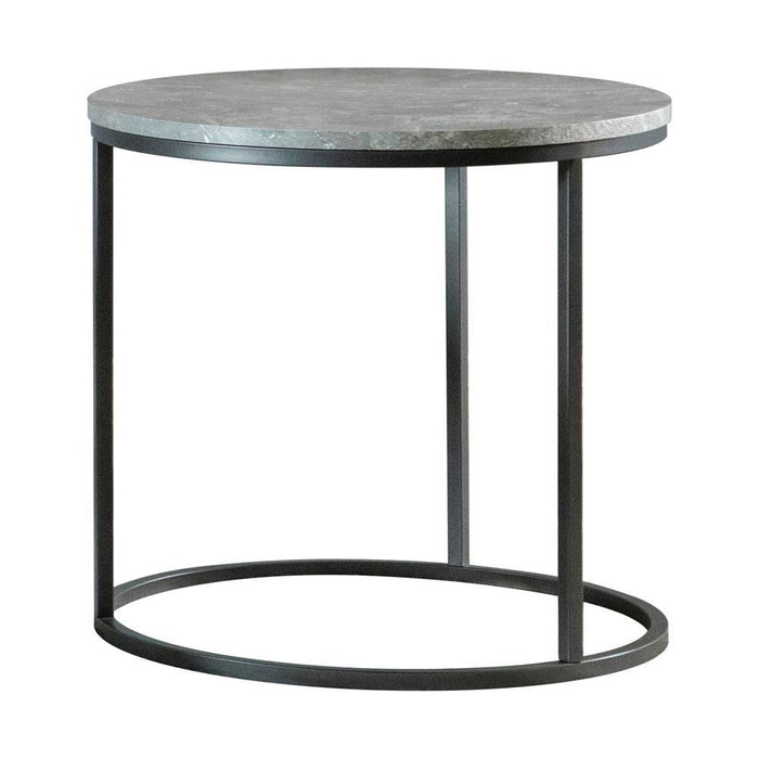Lainey Faux Marble Round Top End Table Grey and Gunmetal - Bargain Furniture (Detroit, MI)