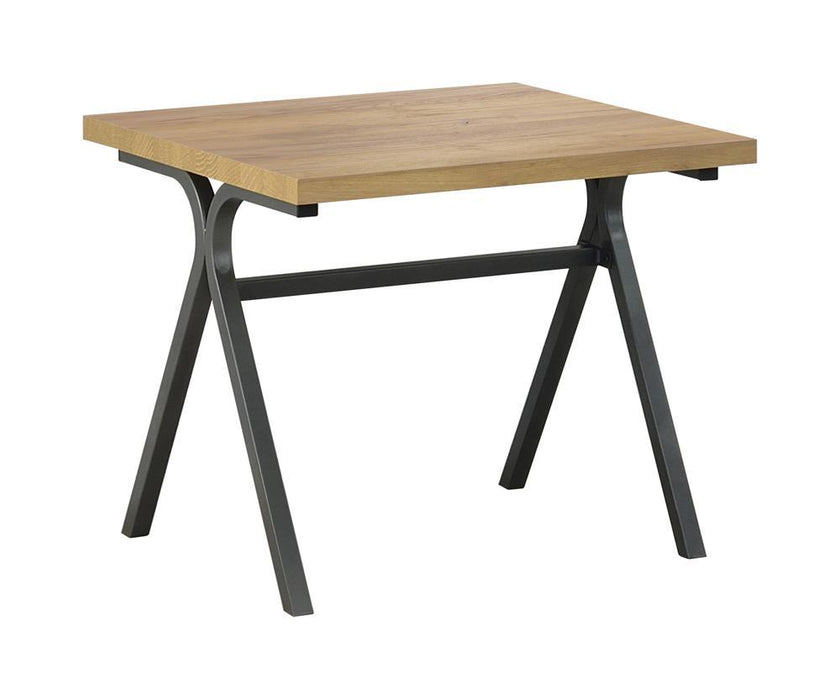 Colmar 3-piece Trestle Occasional Table Set Golden Oak and Gunmetal - Bargain Furniture (Detroit, MI)