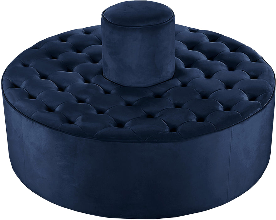 Banquet Navy Velvet Ottoman/Bench - Bargain Furniture (Detroit, MI)