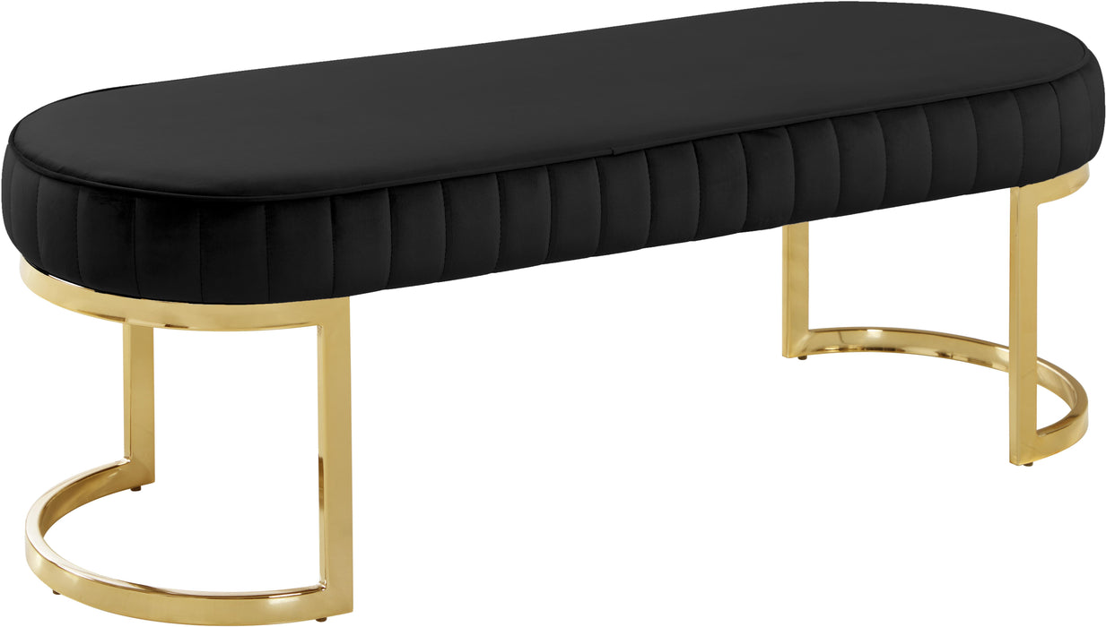 Lemar Black Velvet Bench - Bargain Furniture (Detroit, MI)