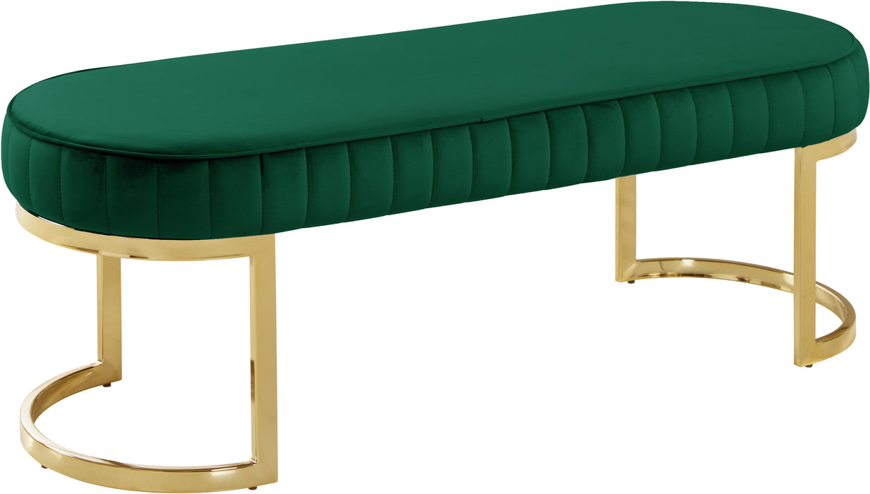 Lemar Green Velvet Bench - Bargain Furniture (Detroit, MI)