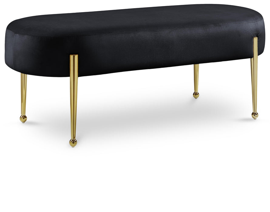 Gia Black Velvet Bench - Bargain Furniture (Detroit, MI)