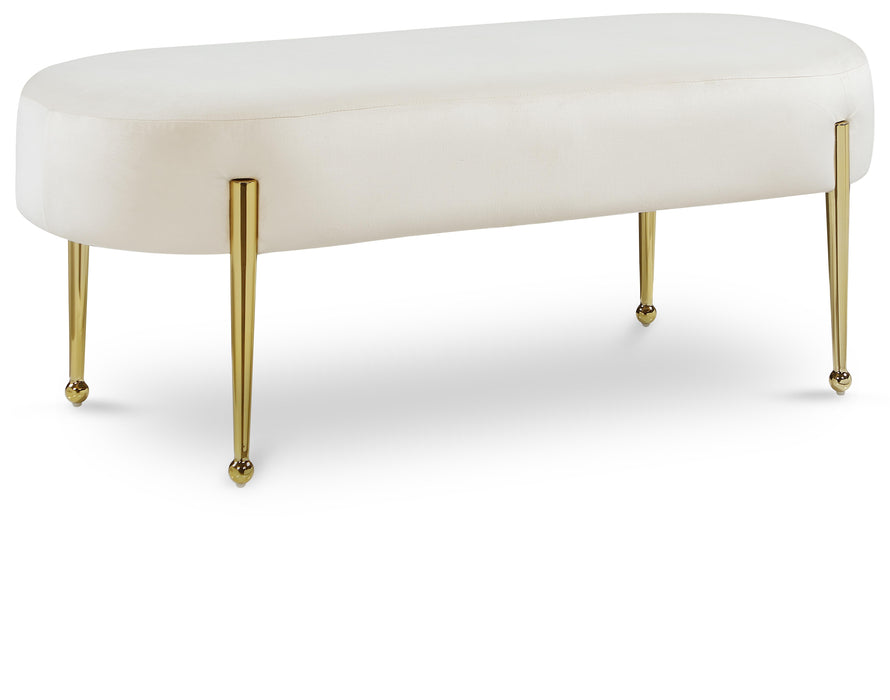 Gia Cream Velvet Bench - Bargain Furniture (Detroit, MI)