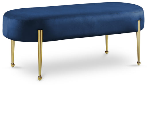 Gia Navy Velvet Bench - Bargain Furniture (Detroit, MI)