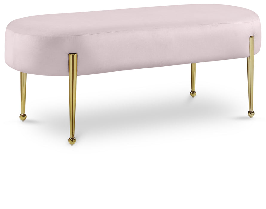 Gia Pink Velvet Bench - Bargain Furniture (Detroit, MI)