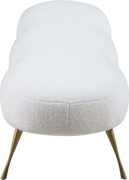 Nube White Faux Sheepskin Fur Bench - Bargain Furniture (Detroit, MI)