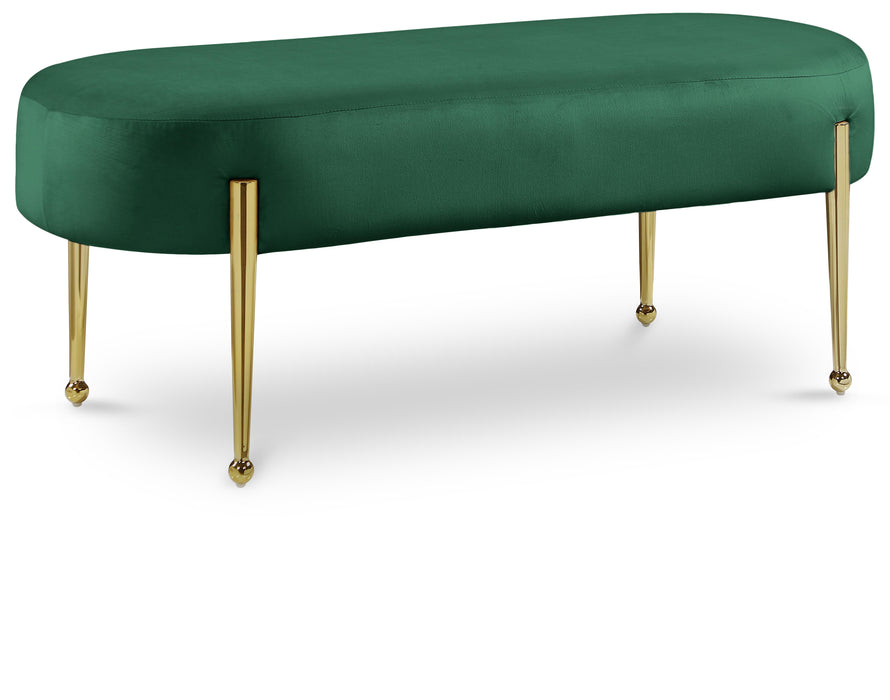 Gia Green Velvet Bench - Bargain Furniture (Detroit, MI)