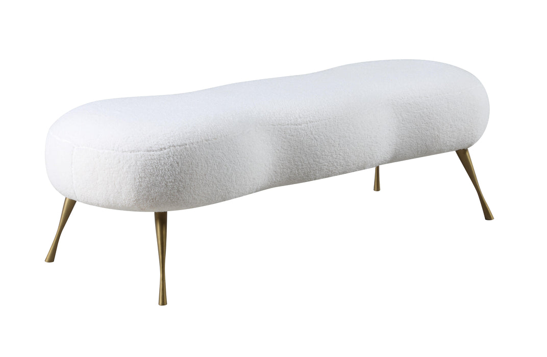 Nube White Faux Sheepskin Fur Bench - Bargain Furniture (Detroit, MI)