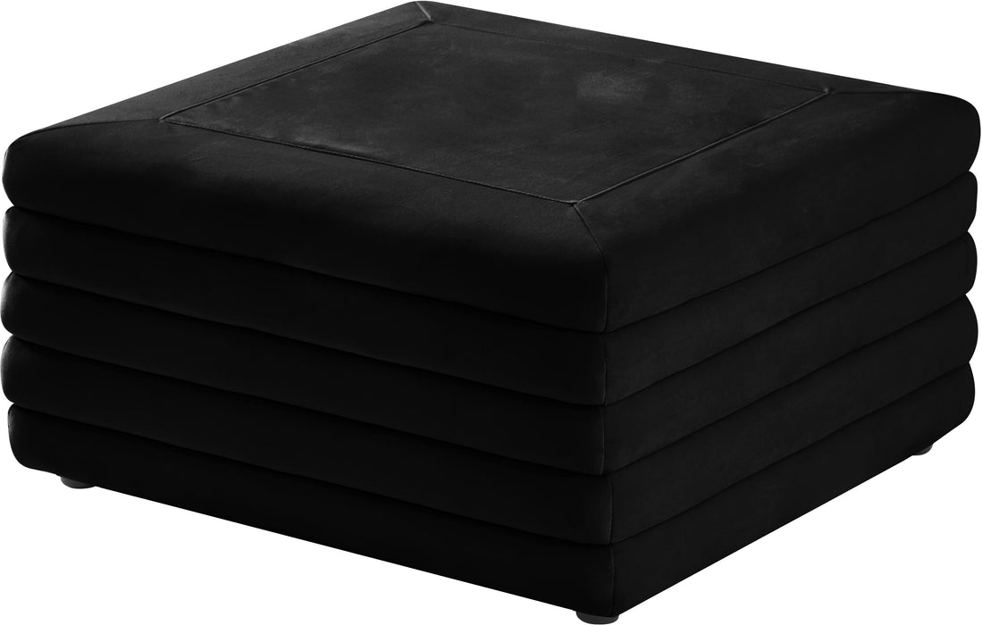 Lorenzo Black Velvet Ottoman - Bargain Furniture (Detroit, MI)