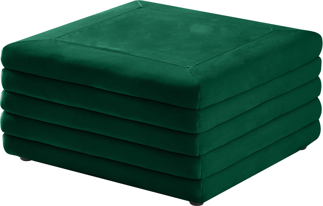 Lorenzo Green Velvet Ottoman - Bargain Furniture (Detroit, MI)
