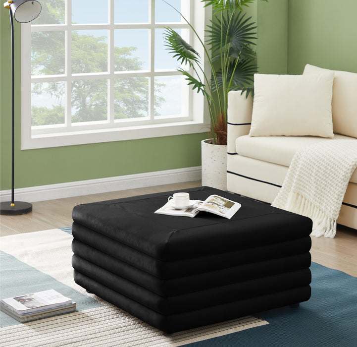 Lorenzo Black Velvet Ottoman - Bargain Furniture (Detroit, MI)