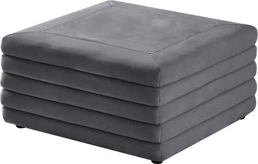 Lorenzo Grey Velvet Ottoman - Bargain Furniture (Detroit, MI)