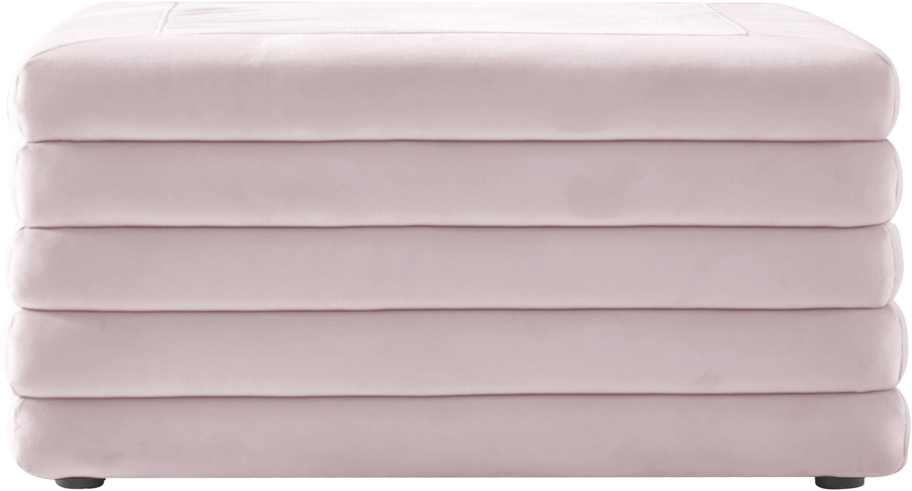 Lorenzo Pink Velvet Ottoman - Bargain Furniture (Detroit, MI)