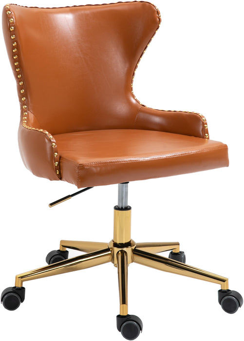 Hendrix Cognac Faux Leather Office Chair - Bargain Furniture (Detroit, MI)