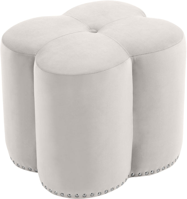 Clover Cream Velvet Ottoman - Bargain Furniture (Detroit, MI)