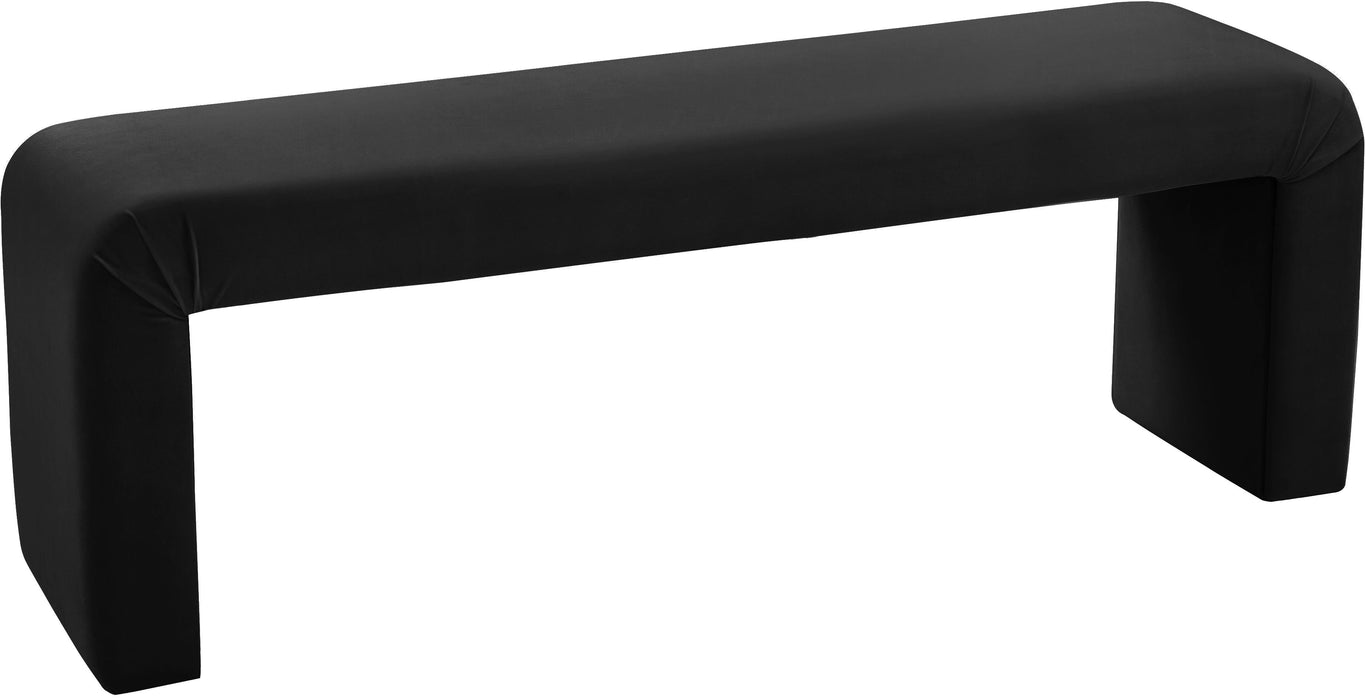 Minimalist Black Velvet Bench - Bargain Furniture (Detroit, MI)
