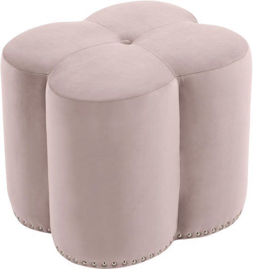 Clover Pink Velvet Ottoman - Bargain Furniture (Detroit, MI)