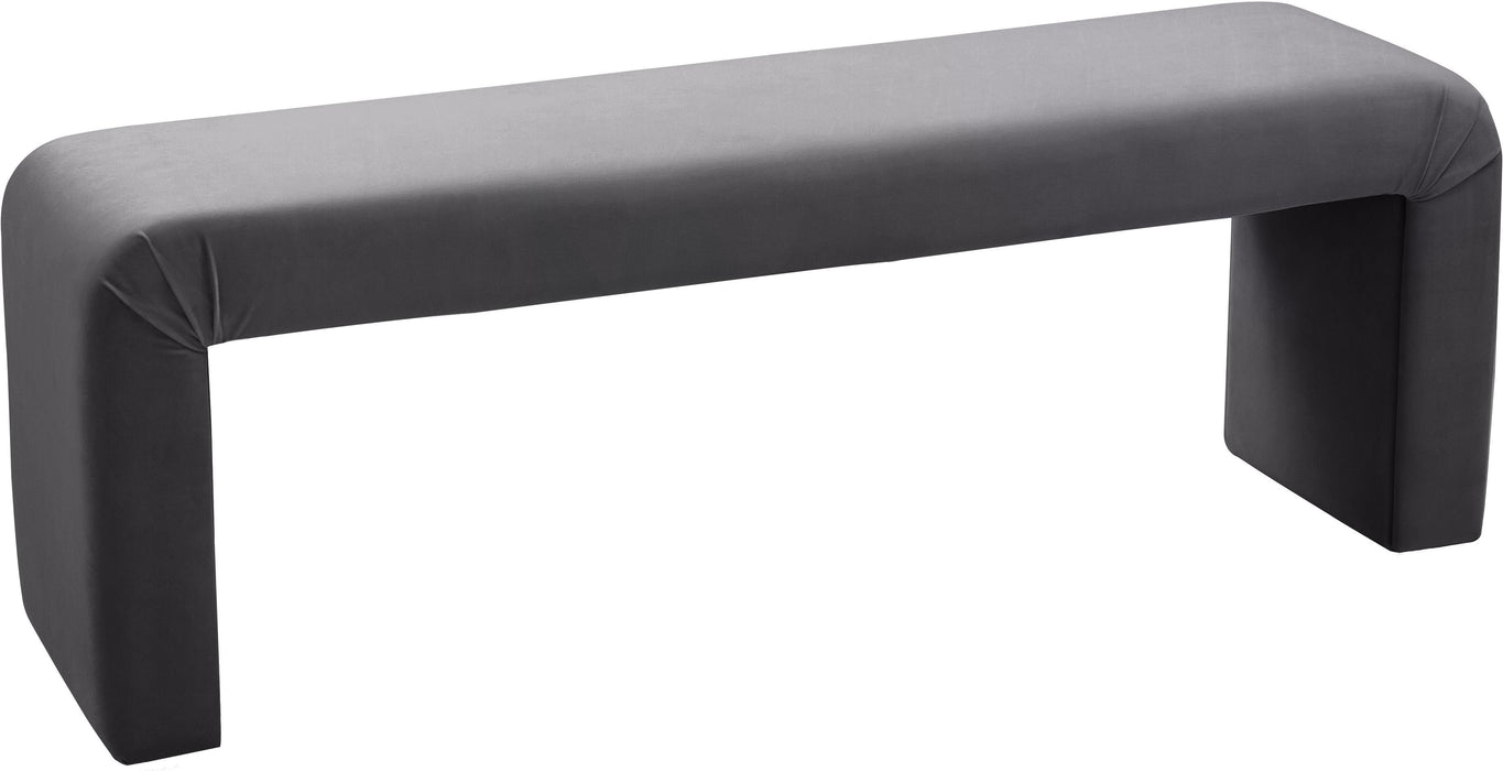 Minimalist Grey Velvet Bench - Bargain Furniture (Detroit, MI)