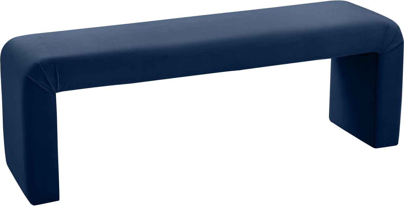 Minimalist Navy Velvet Bench - Bargain Furniture (Detroit, MI)