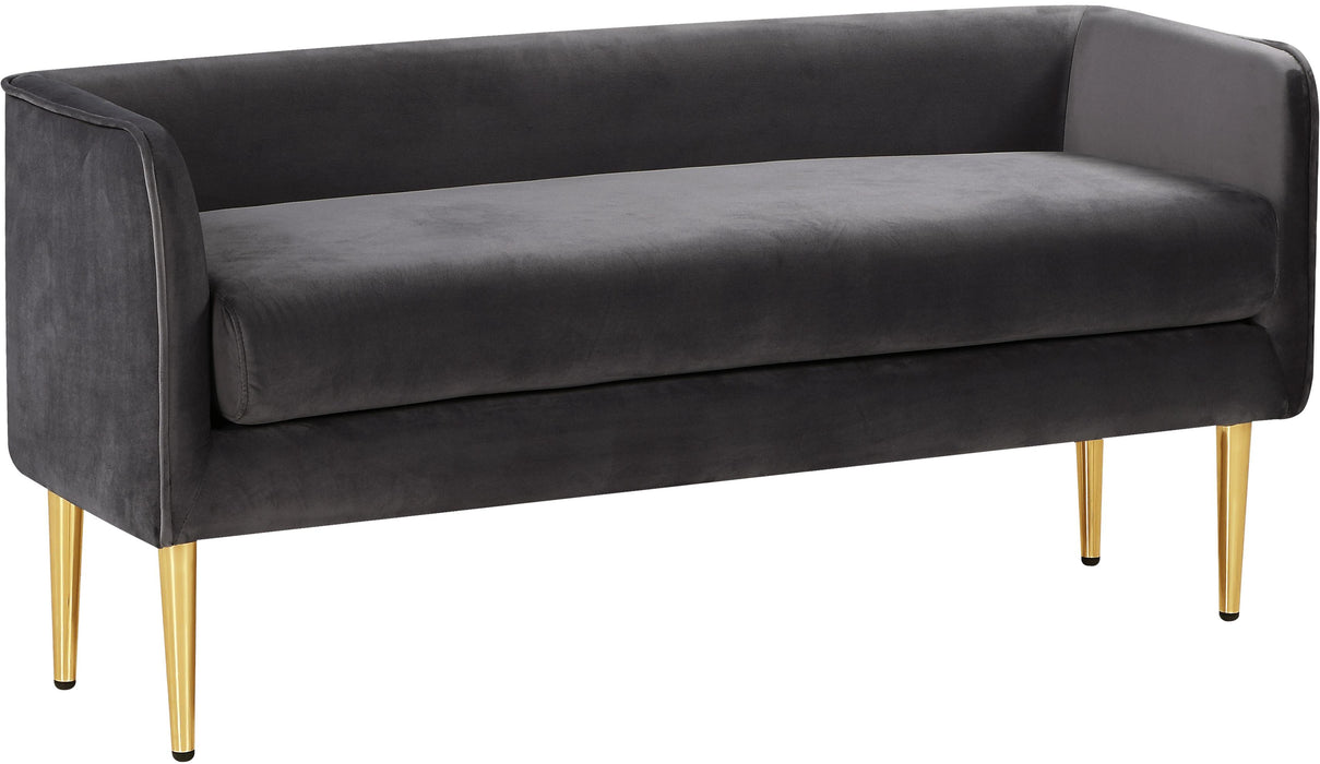 Audrey Grey Velvet Bench - Bargain Furniture (Detroit, MI)
