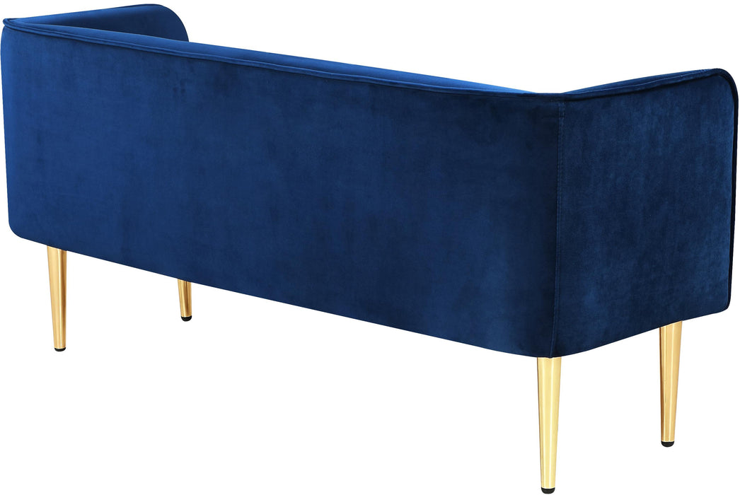 Audrey Navy Velvet Bench - Bargain Furniture (Detroit, MI)