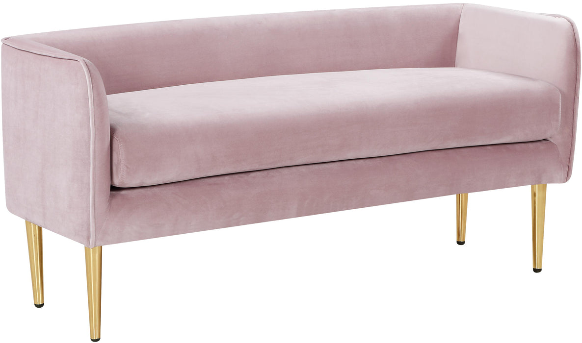 Audrey Pink Velvet Bench - Bargain Furniture (Detroit, MI)