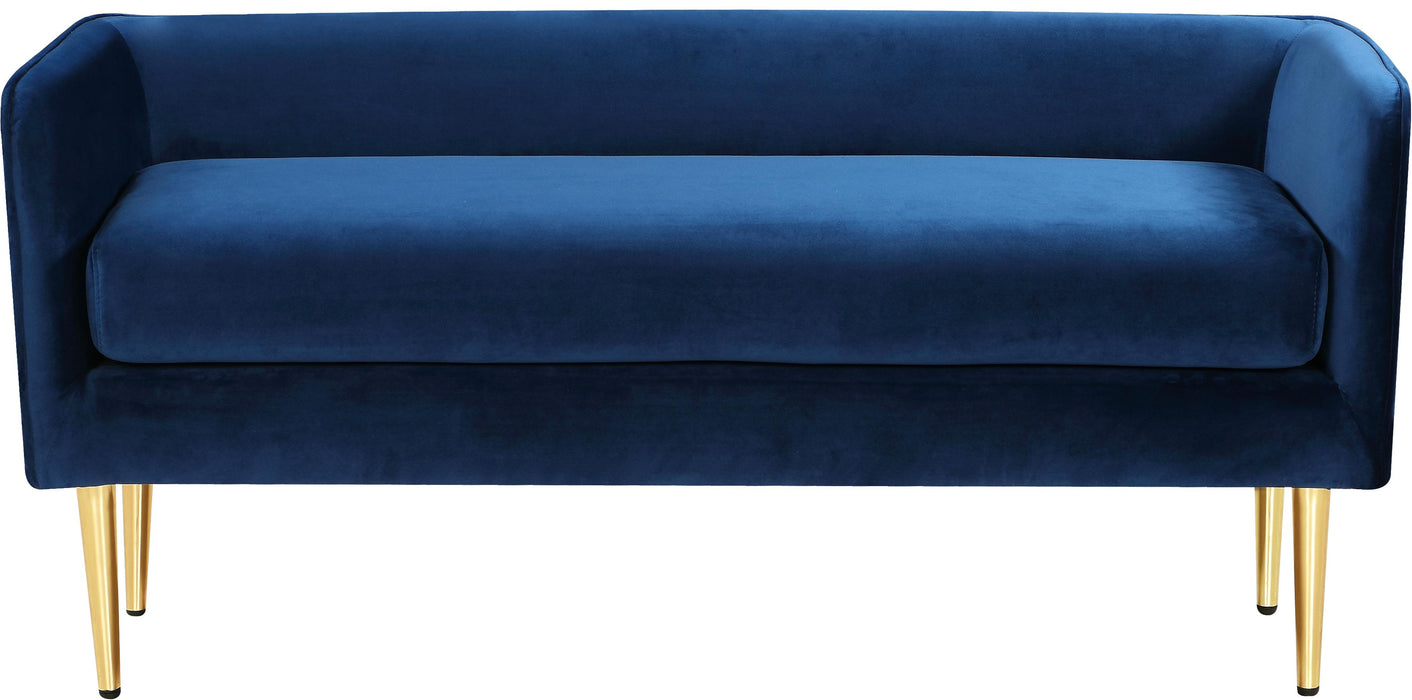 Audrey Navy Velvet Bench - Bargain Furniture (Detroit, MI)
