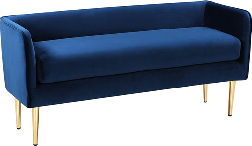Audrey Navy Velvet Bench - Bargain Furniture (Detroit, MI)