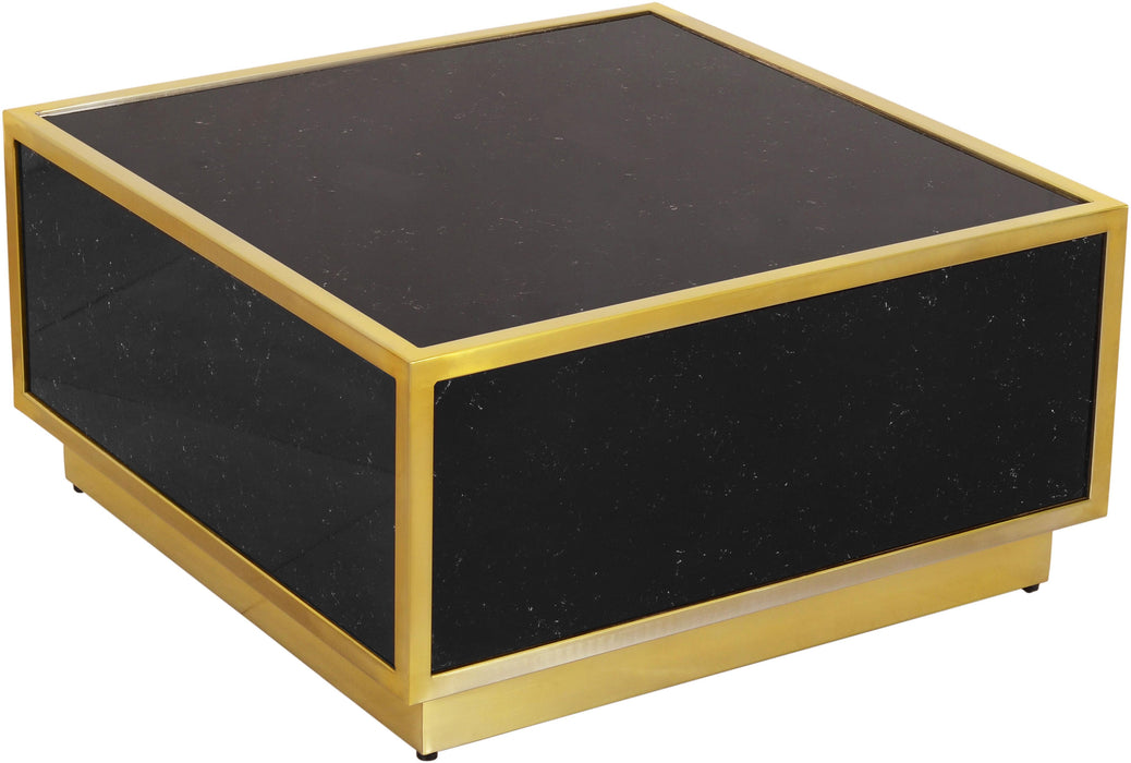 Glitz Black Faux Marble Coffee Table - Bargain Furniture (Detroit, MI)