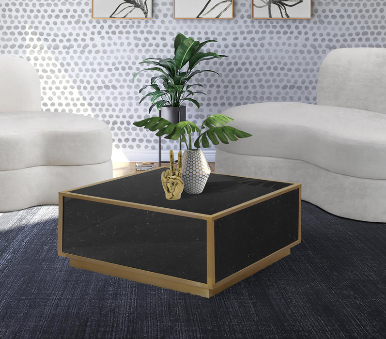 Glitz Black Faux Marble Coffee Table - Bargain Furniture (Detroit, MI)
