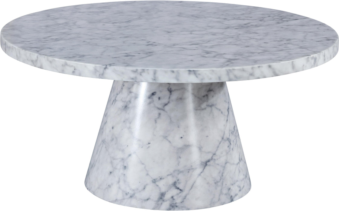 Omni White Faux Marble Coffee Table - Bargain Furniture (Detroit, MI)