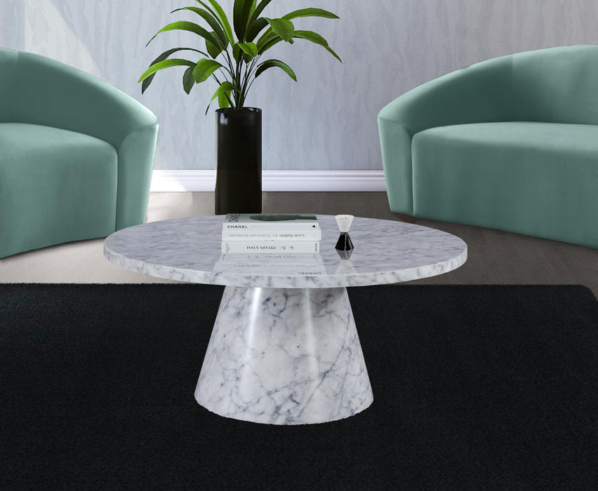 Omni White Faux Marble Coffee Table - Bargain Furniture (Detroit, MI)