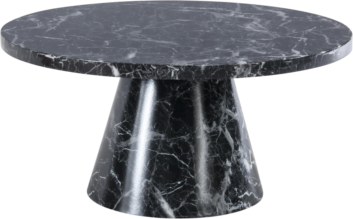 Omni Black Faux Marble Coffee Table - Bargain Furniture (Detroit, MI)