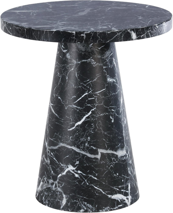 Omni Black Faux Marble End Table - Bargain Furniture (Detroit, MI)