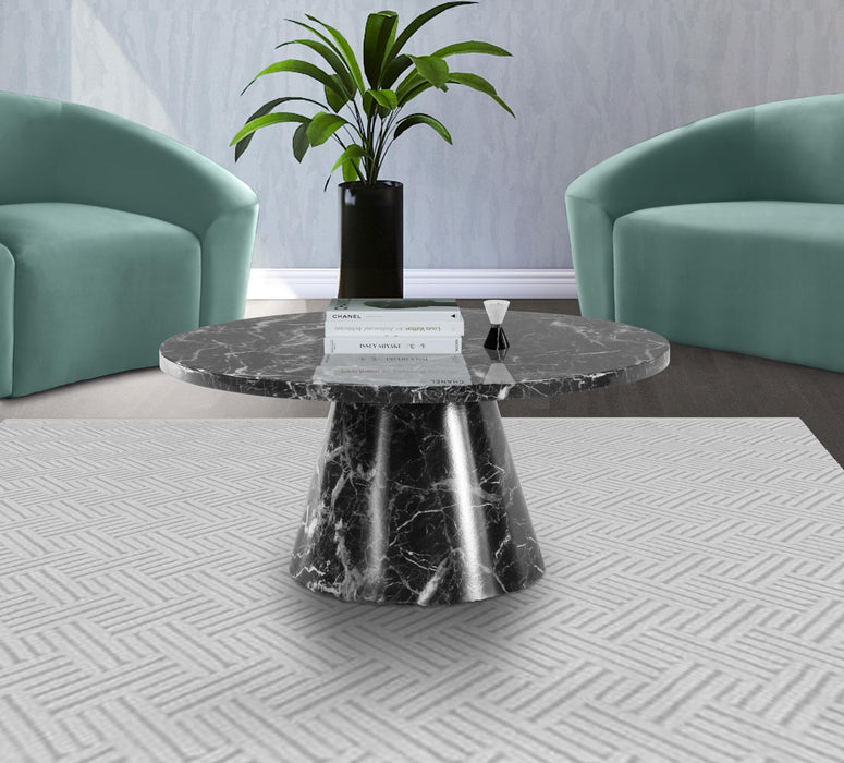 Omni Black Faux Marble Coffee Table - Bargain Furniture (Detroit, MI)
