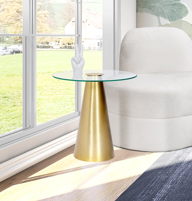 Glassimo Brushed Gold End Table - Bargain Furniture (Detroit, MI)