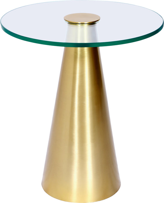Glassimo Brushed Gold End Table - Bargain Furniture (Detroit, MI)