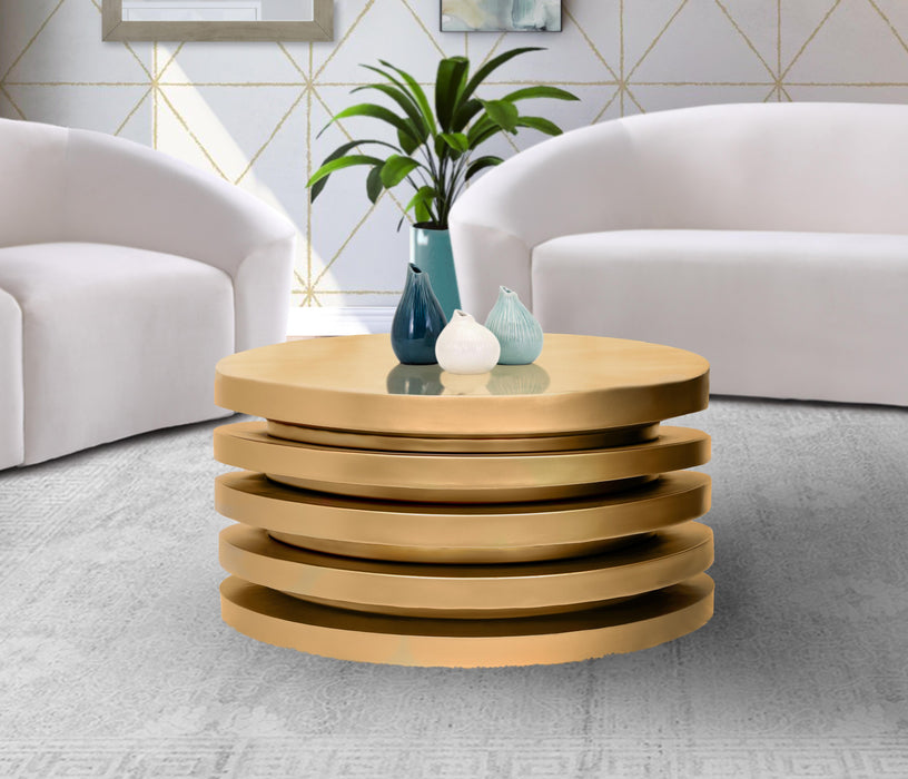 Levels Brushed Gold Coffee Table - Bargain Furniture (Detroit, MI)