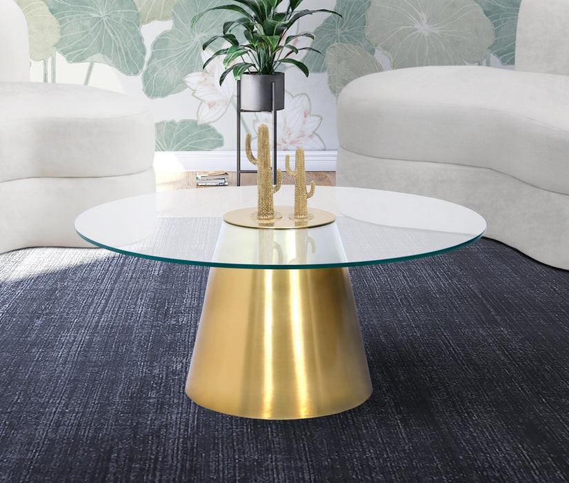 Glassimo Brushed Gold Coffee Table - Bargain Furniture (Detroit, MI)