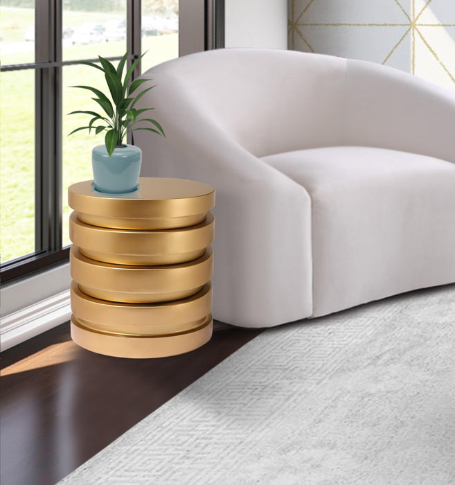 Levels Brushed Gold End Table - Bargain Furniture (Detroit, MI)