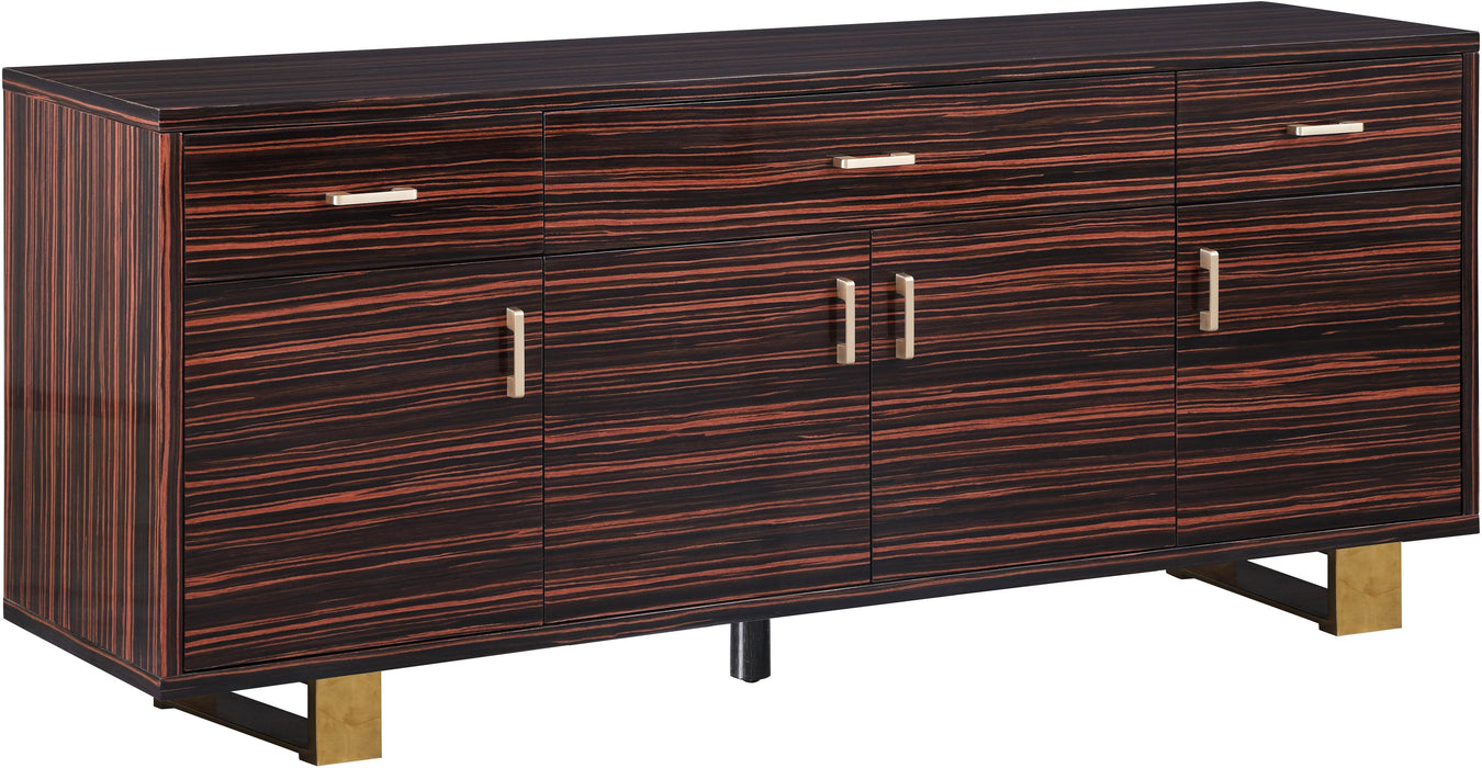 Excel Brown Zebra Wood Veneer Lacquer Sideboard/Buffet - Bargain Furniture (Detroit, MI)