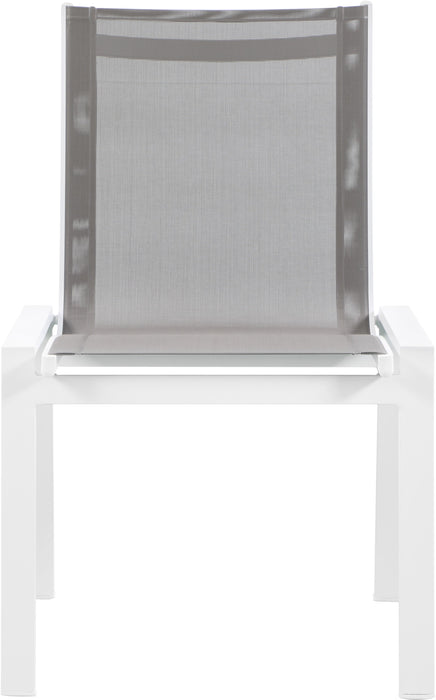 Nizuc Grey Mesh Waterproof Fabric Outdoor Patio Aluminum Mesh Dining Chair - Bargain Furniture (Detroit, MI)